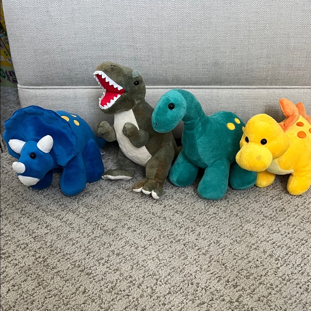 Dinosaur Plush Toy Set - Blue, Green, Yellow